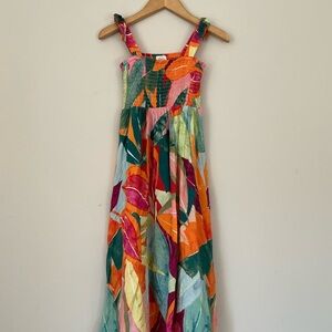 wonder nation Multicolor Tropical Maxi Dress with Tie Straps